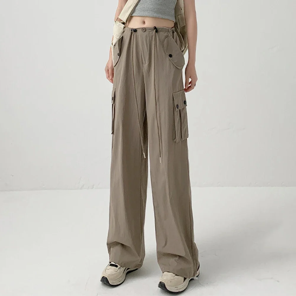 Casual Wear Straight Leg Pants Rose Red Womens Retro Pants Polyester Fabric Slightly Elastic Solid Color Pattern