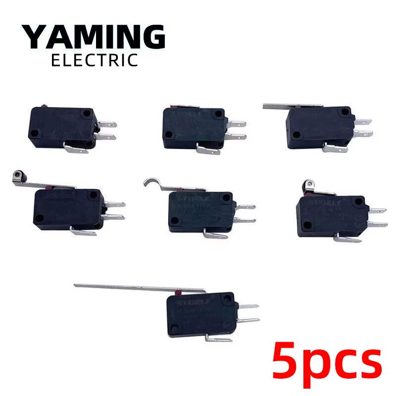 5pcs Micro Switch Limit Travel Switches Silver Contact Momentary Self-reset Handle V-16 V-161 V-162 V-163 V-164 V-165 V-166-1C25
