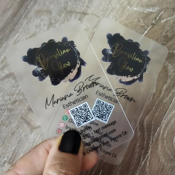 Biglietto da visita trasparente personalizzato in plastica trasparente LOGO del marchio personalizzato Nome testo Stampa QR Visita regalo in PVC