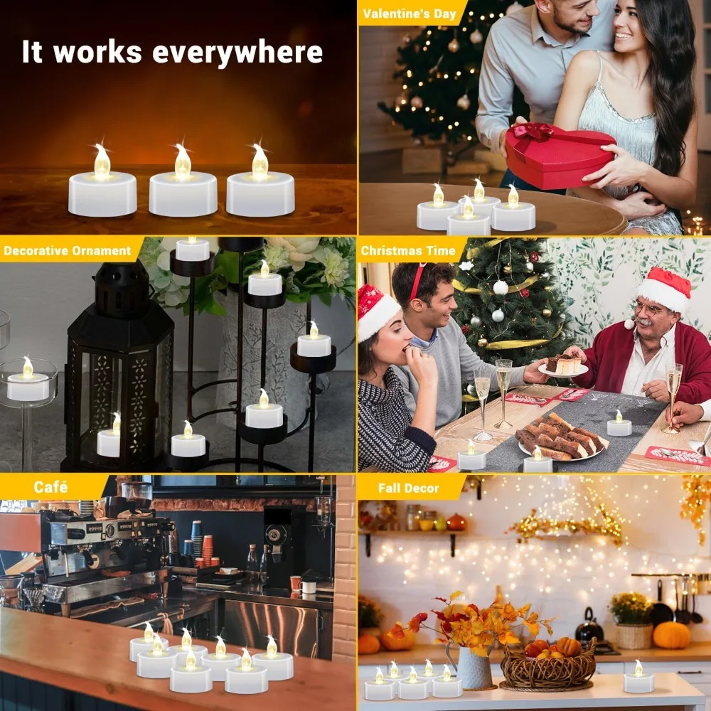 Flameless Battery Operated LED Tea Lights 12 Pack with Realistic Flickering Warm White Glow Lasts Over 200 Hours Perfect for Home Decor Wedding Centerpieces Party Supplies Romantic Ambiance Halloween Christmas view 4