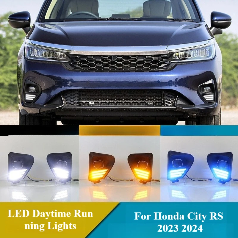 

Car DRL for Honda City RS 2023 2024 LED Daytime Running Lights Driving Light Front Bumper Fog Lamp with Dynamic Turn Signal
