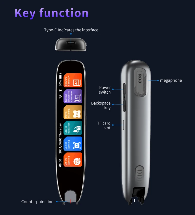 Scan-Übersetzungsstift 142 Sprachen Leseschwierigkeiten-Hilfe Text-zu-Sprache-Scanner-Stift 10 Offline-Sprachen für Schüler und Lernende – Detail 12