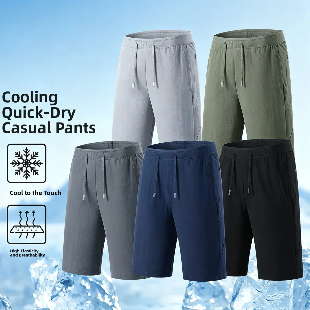 

Men's Outdoor Casual Sports Quick Dry Short Pants Breathable 3D Tailoring Summer Fashionable Nylon Lycra Elastic Waist