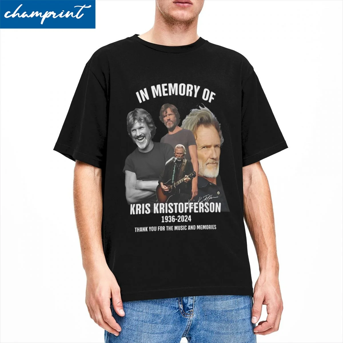 Men Women's In Memory Of Kris Kristofferson T Shirt Pure Cotton Tops Crazy Short Sleeve Crew Neck Tees Summer T-Shirt