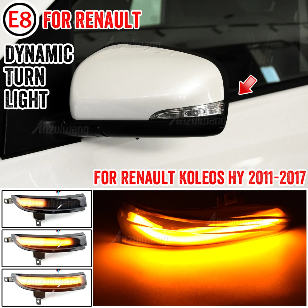 Dynamic Turn Signal LED Strip Light Rearview Mirror Lamp For Renault Koleos HY 2011 2012 2013 2014 2015 2016 2017 1st Gen