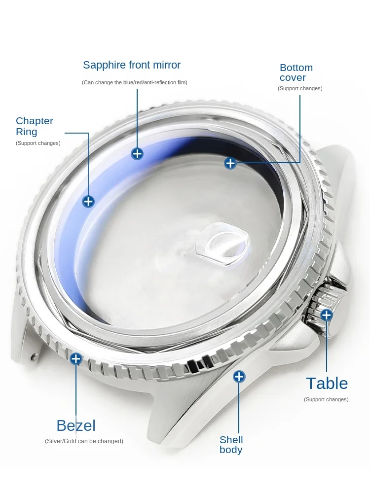 MDV106 mod kit for Casio Swordfish MDV-106 case stainless steel bezel back cover seal ring sapphire glass waterproof watch parts