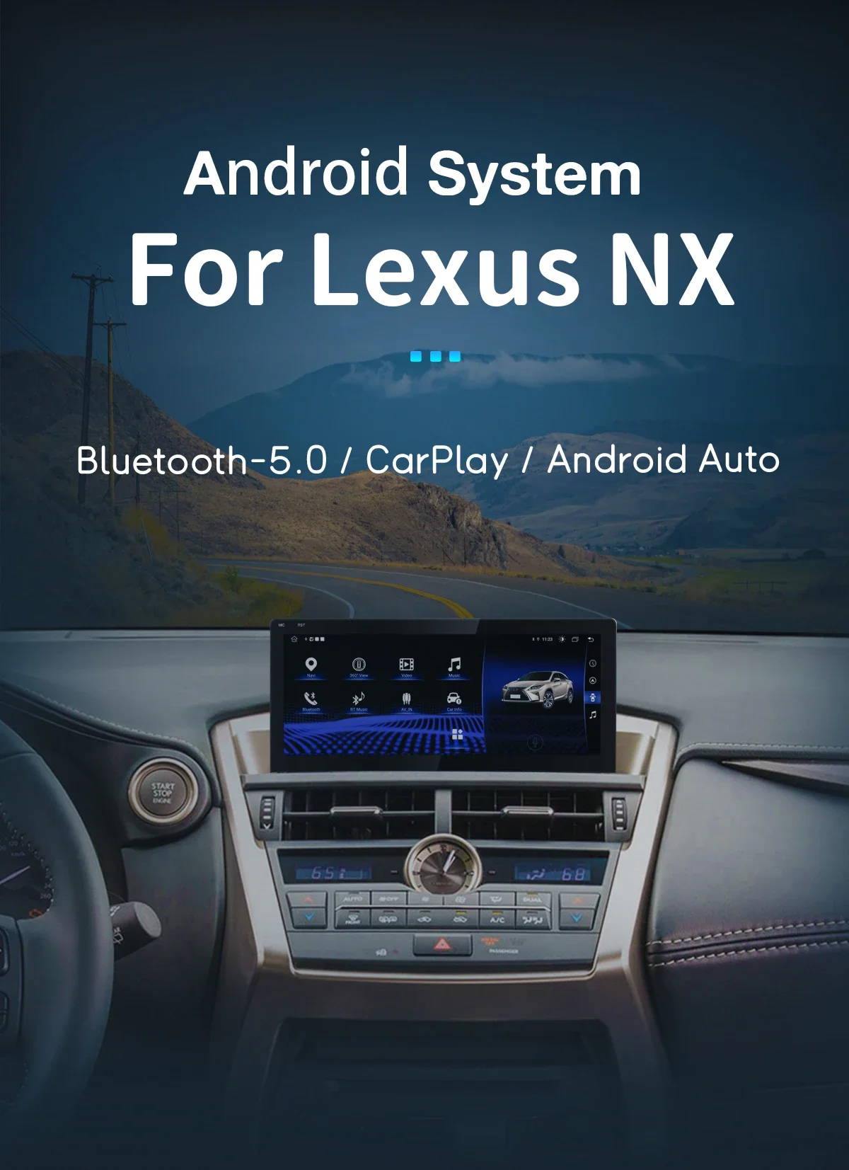 Android 14 CarPlay Auto Radio For Lexus NX NX200 NX200T NX300h 2014-2021 Multimedia GPS Navigation Screen Stereo Audio DSP 4GRDS