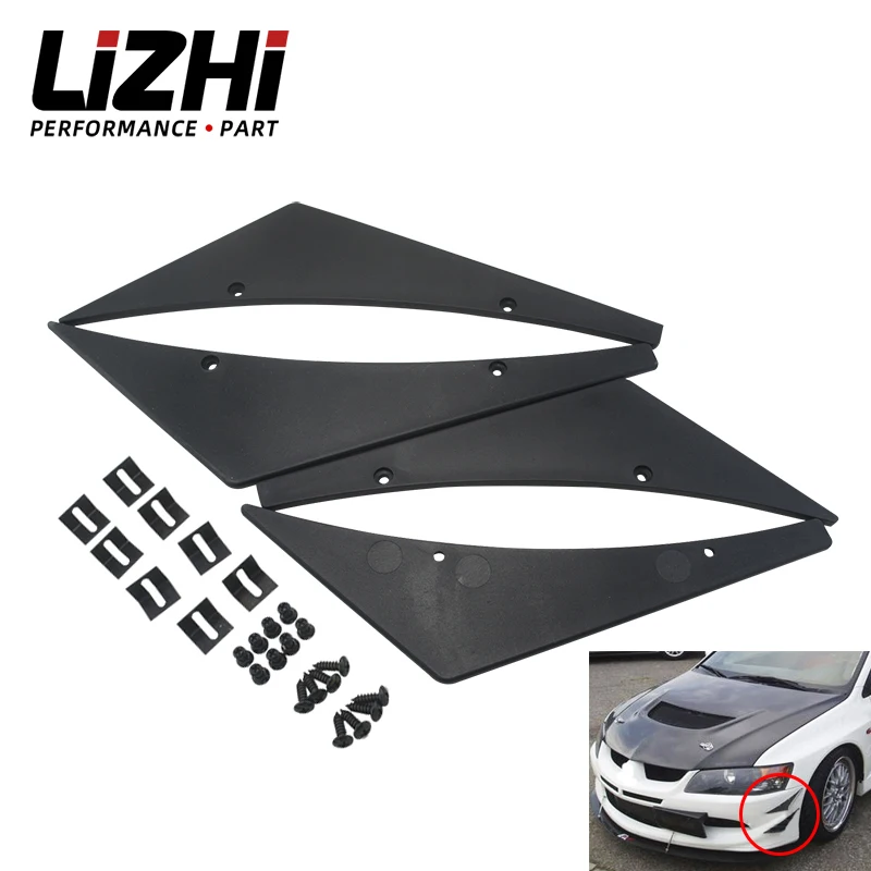 LIZHI RACING - New Universal Fit Front Bumper Lip Splitter Fins Body Spoiler Canards Valence Chin LZ-BS21 