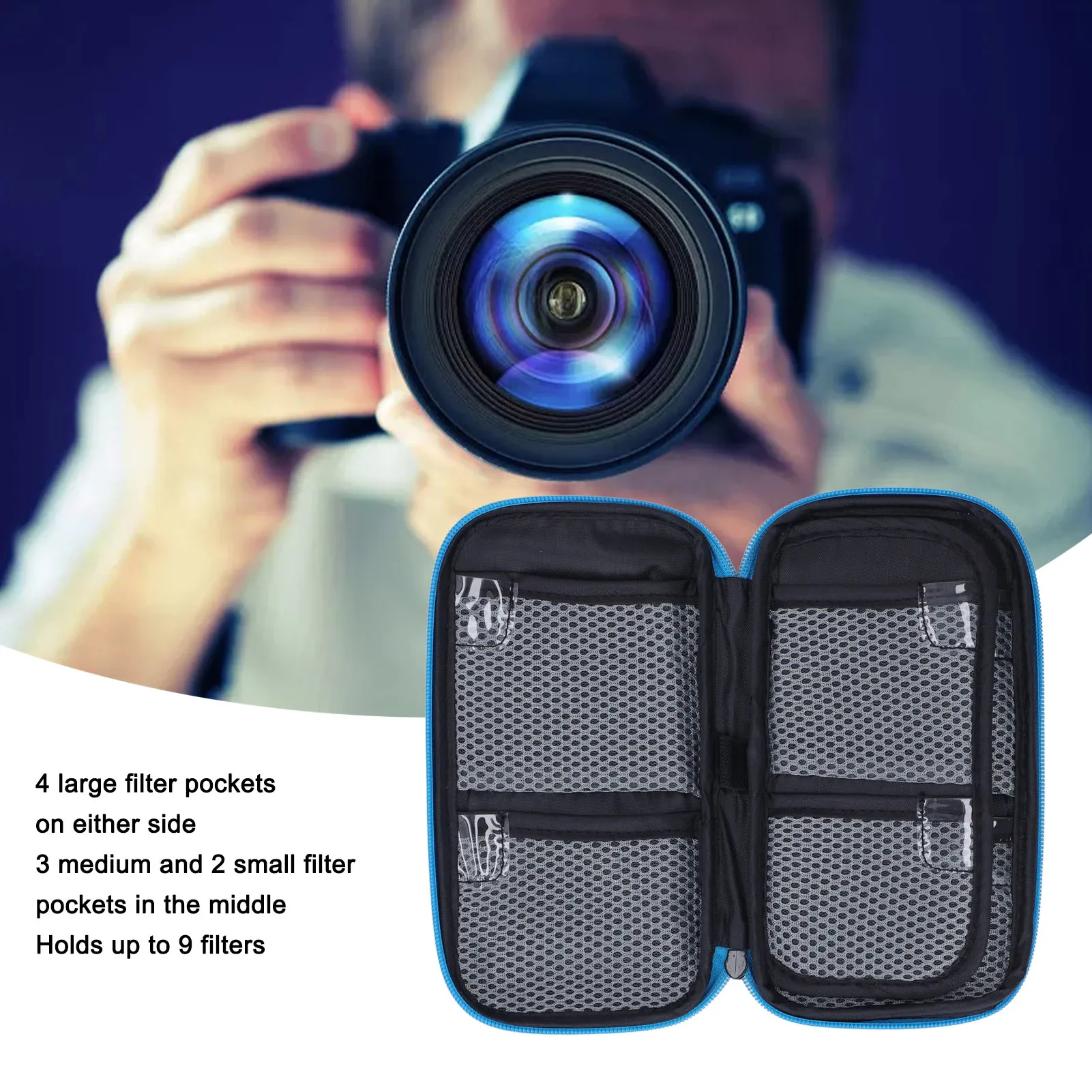 Camera Filters Case Storage Bag Camera Lens Filter Pouch Multipurpose Large Capacity Dustproof Shock Resistant Filter Carry Case