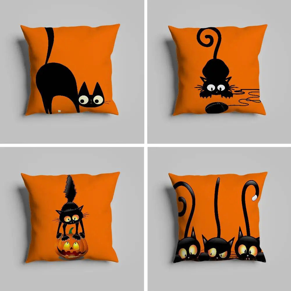 

Забавная наволочка с черным котом, наволочка для автомобильных подушек, подушки 60x60, роскошный двусторонний чехол для дома и украшения дивана 30x30