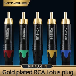 Yongwei Puur Koperen Vergulding Rca Lotus Conector, Geschikt Voor Av Televisie Audio, Geluidsconsole, Eindversterker Gelaste Stekker