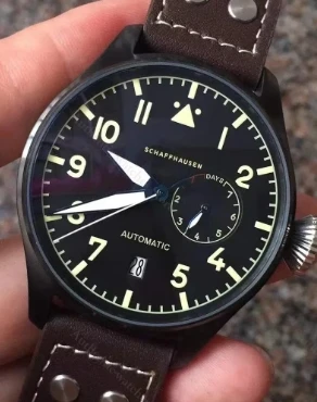 New Pilots Watch Automatic Brown Dial  sports Men Mechanical WristWatch Black Brown Leather