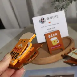 Stationery Desktop Decoration Folder Clip Cat Wooden Beer Vintage Message Holder Memo Holder Photo Card Stand Memo Clip