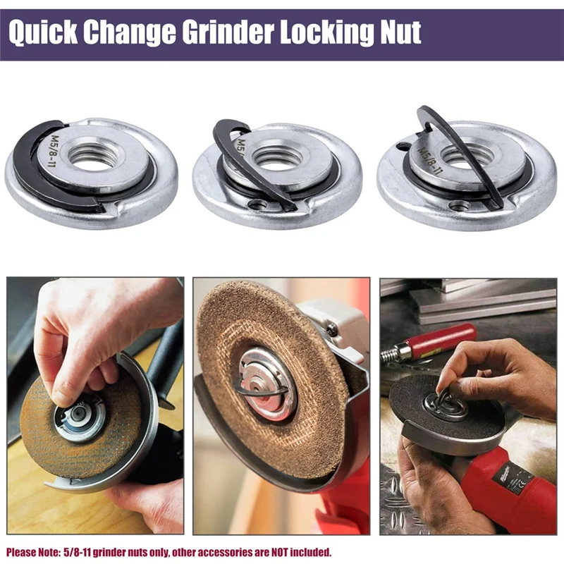 

A20F-2Pcs Quick Change Angle Grinder Flange Nuts 5/8-11 Grinder Nut Replacement Lock Nuts Grinder Locking Nuts