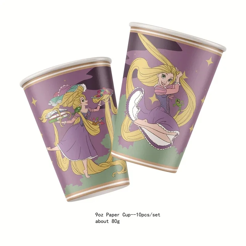 Anime Tangled Rapunzel Theme Party Supplies Tableware Paper Cup Plate Napkin Flag Baby Shower Balloons Birthday Party Decoration