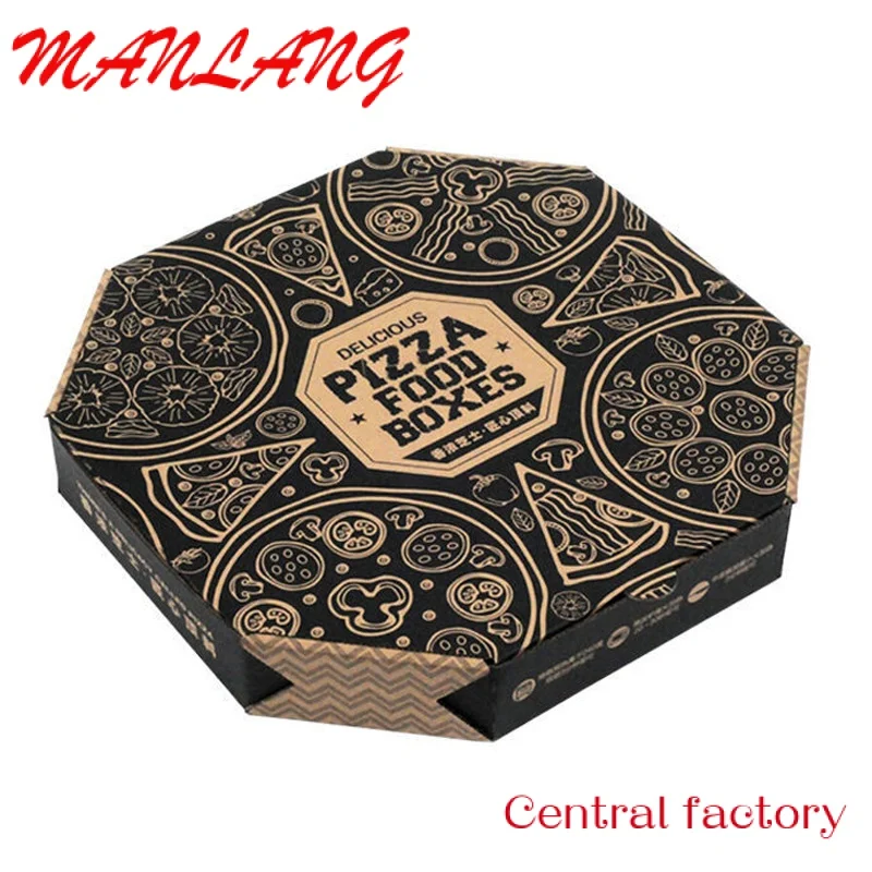 Custom  Cheap reusable hexagon octagon 33x33 pizza delivery boxes custom printed 10 14 18 inch round pizza packing box