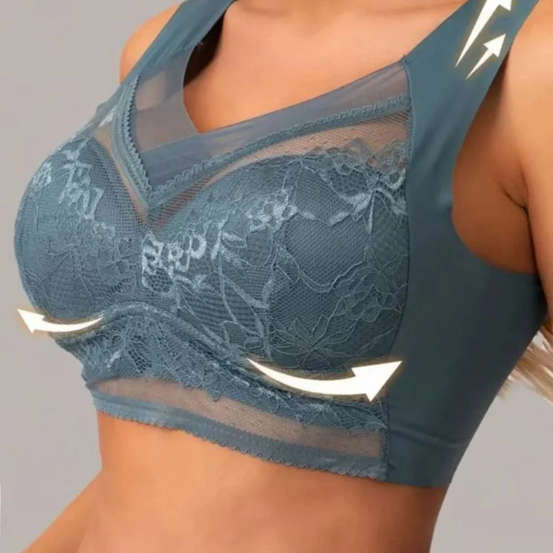 طقم حمالة صدر دانتيل بدون خياطة مكون من 3 قطع للنساء، حمالة صدر رياضية لاسلكية، حمالة صدر رافعة، حمالة صدر للنساء - حمالة صدر لاسلكية للنساء