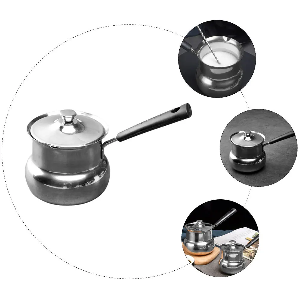 

Stainless Steel Milk Pot Lightweight One-Handed Operation Perfect for Coffee Oatmeal Soup Pot Induction Stovetop