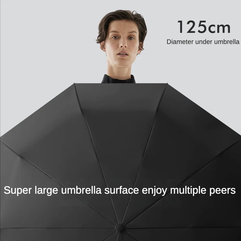 Large Fully Automatic Umbrella Windproof Reinforce Ring Clasp Men Women Folding Strong Waterproof Sturdy Umbrella  Parasol