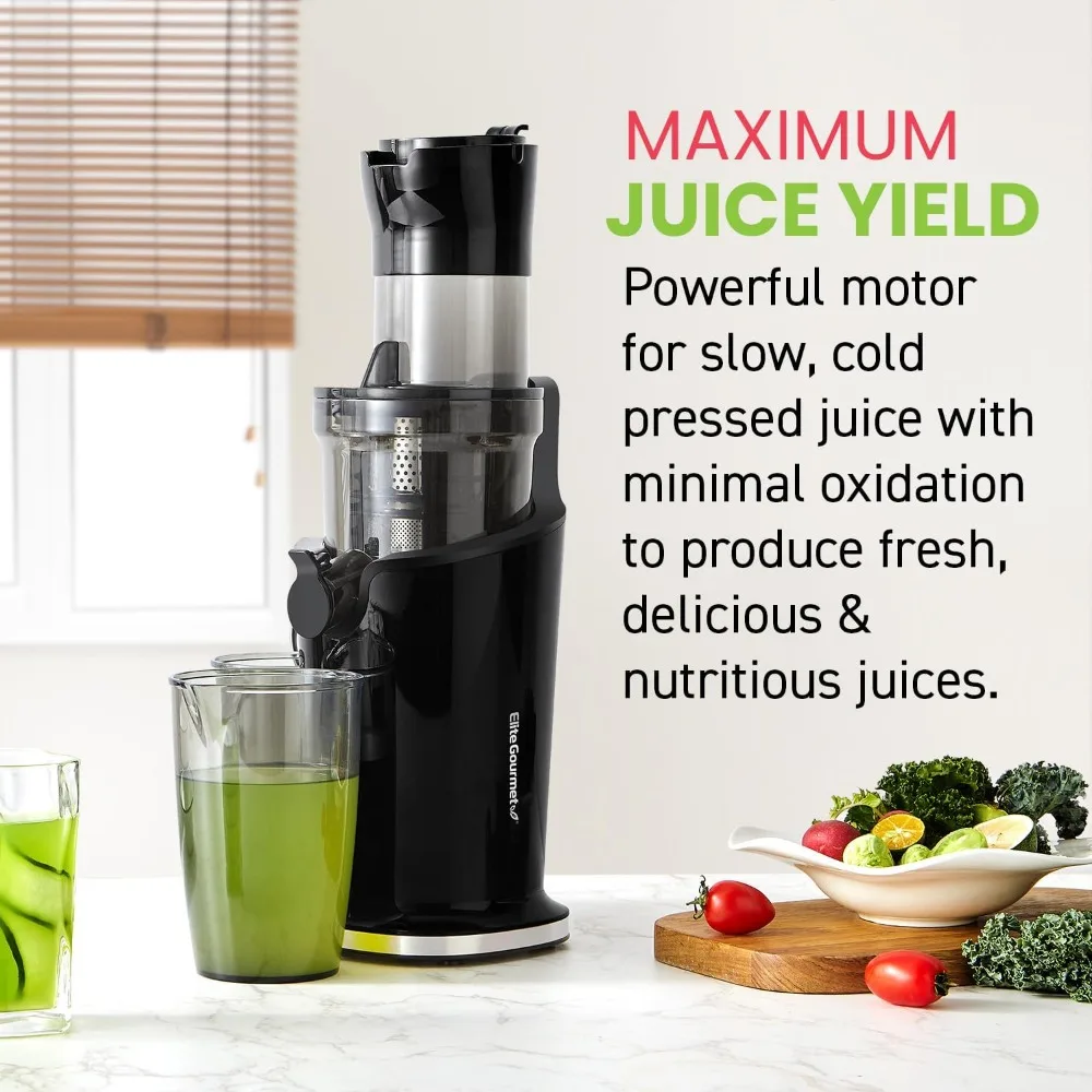 EJX017 Whole Fruit 3” Feeding Chute, Dynamic Masticating Slow Juicer, High Yield Cold Press Juice Extractor, Nutrient