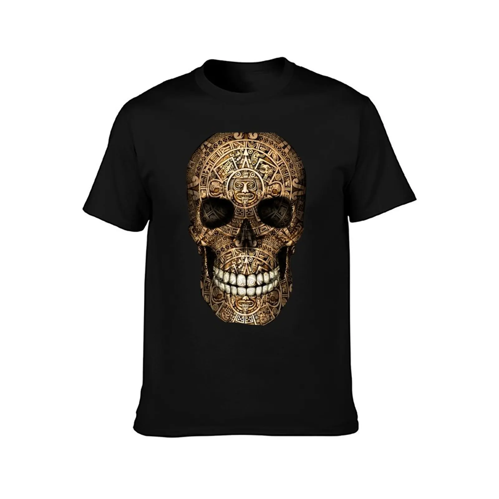 Aztec calendar skull T-Shirt Street Style Casual Tee Shirt T-Shirt