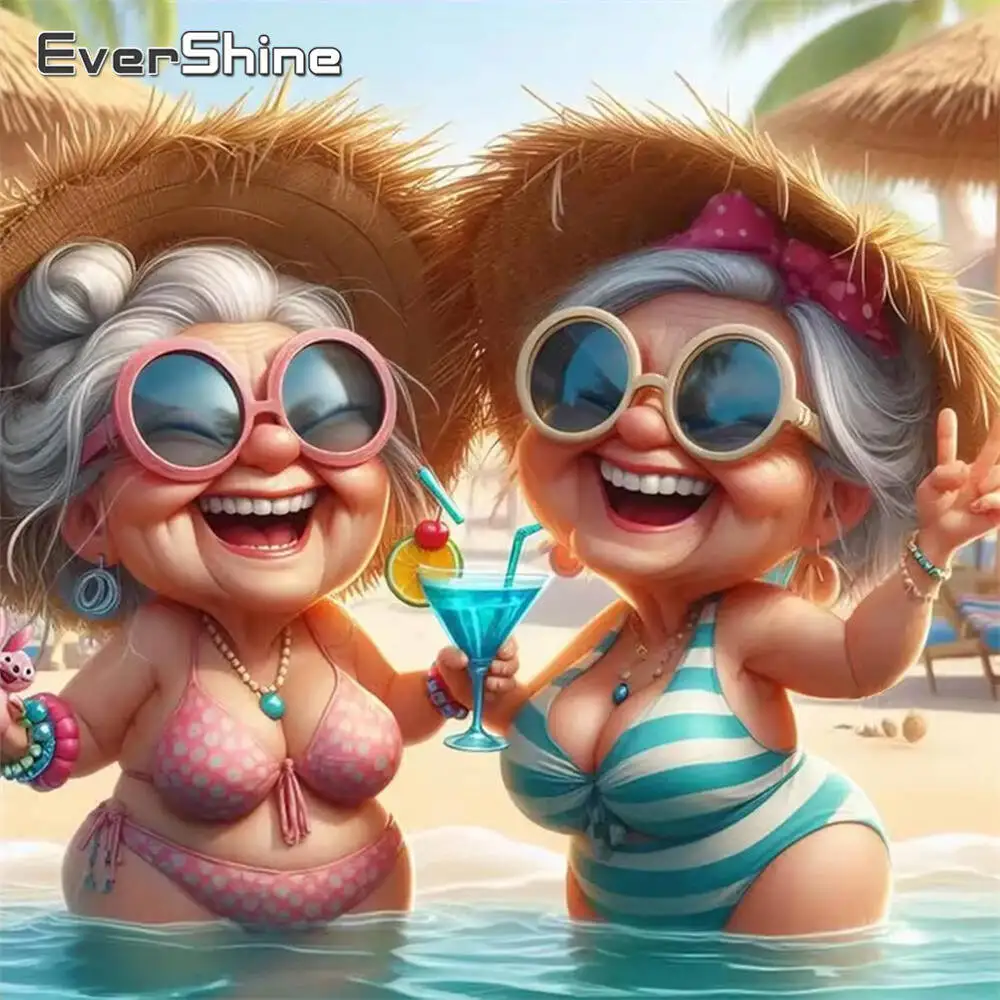 

Evershine Diamond Painting Old Woman Suitable For Beginners Cartoon Embroidery Grandma DIY Diamond Mosaic Handmade Hobby