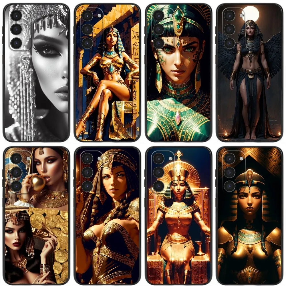 Funda de teléfono Cleopatra para Samsung Galaxy A20,A21s,A22,A31,A32,A52,A53,A72,73,A80,A91 cubierta negra de silicona líquida suave