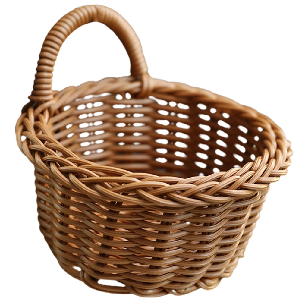 

Kitchen Storage Basket Baskets Household Sundries Rattan Hanging Plastic Woven Creative