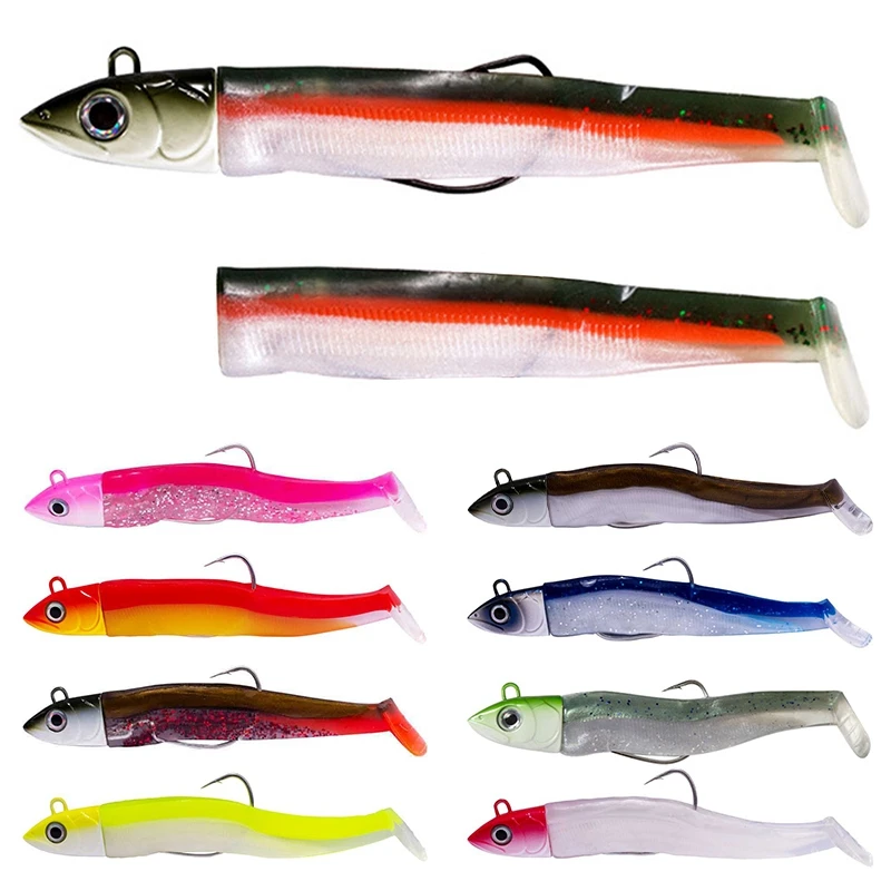 Black Minnow Lure Fishing Soft Lure 7g/12g/25g/40g/60g/90g Jigged Head Pre-assembled LuresSoft Fish Lures