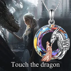 Luxury Fashion Princess Girl Dragon Necklace for Woman Charm Blue Crystal Pterodactyl Animal Pendant Jewelry Gift for Teens