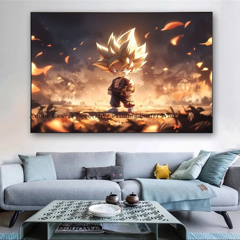 Anime Dragon Ball personaggio Goku Poster murale pittura su tela di alta qualità adatta per la decorazione della parete di casa pittura regalo