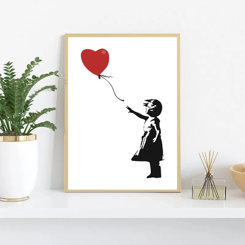 Banksy Street Graffiti Decorative Canvas Painting Girl with Balloon Follow Your Dreams Monkey Art Poster PrintsRoom Wall Decor