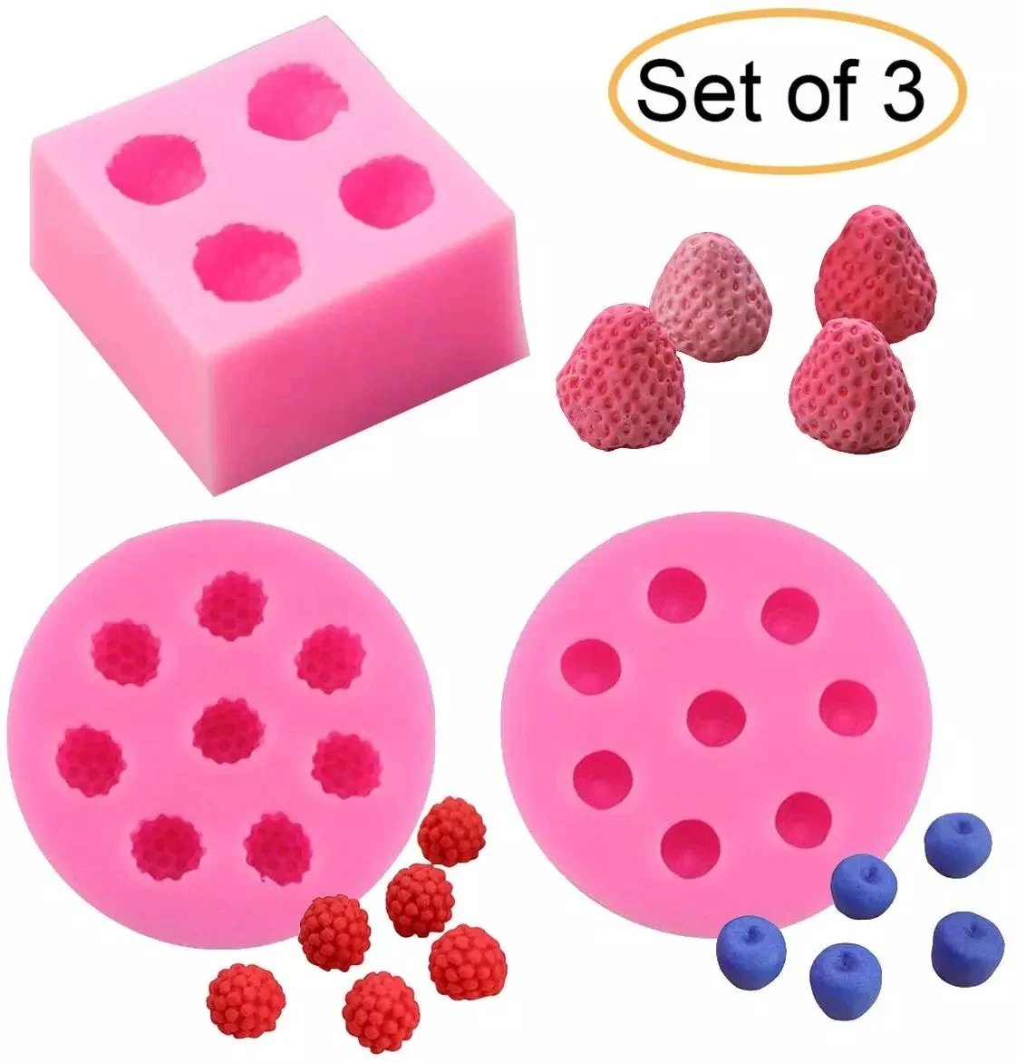 3D Candle Mold Mini Strawberry Raspberry Blueberry Tangerine Segment Fruit Fondant Soap Candle Mulberry Wax Melts silicone Molds