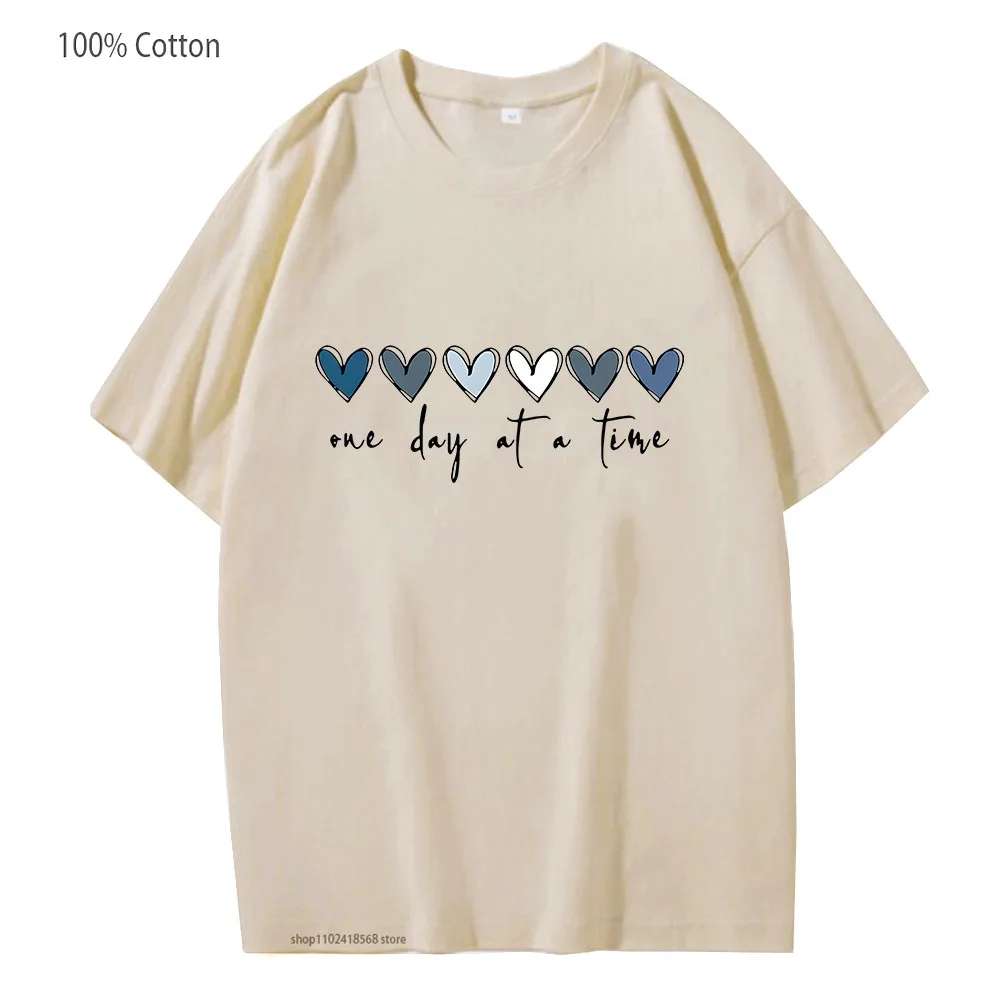 

Футболка с принтом «Это один день в час» из 100% хлопка, летние топы, женская повседневная футболка с коротким рукавом и круглым вырезом, летние мягкие футболки