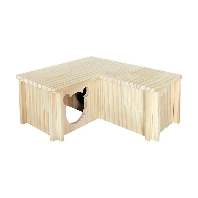 Multi-chamber Hamster House Maze Hamster Maze 3-Chamber Multi-room Hideouts & Tunnel Wooden Hamster House Pets Woodland House