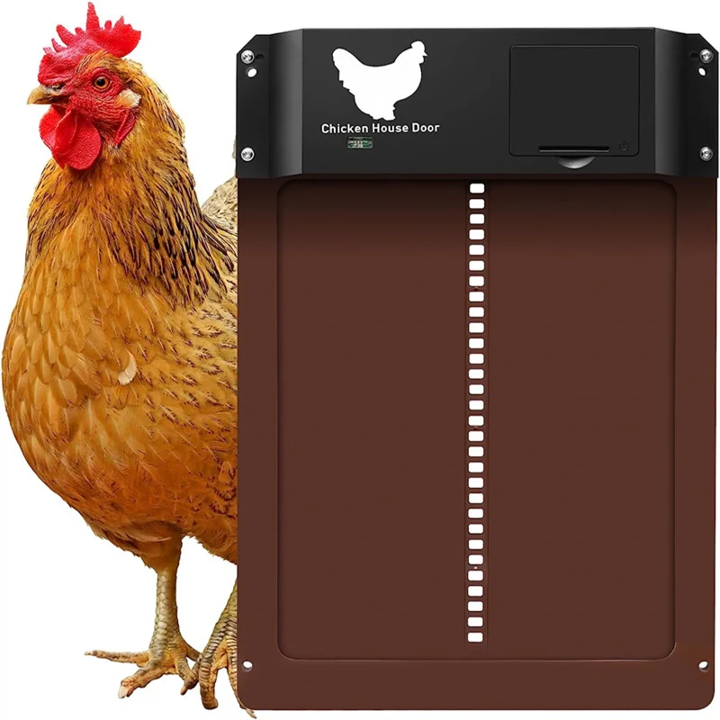 Porta Automática para Galinheiro com Sensor de Luz, Abridor de Galinheiro para Fazenda, Porta para Gaiola de Patos e Animais de Estimação, Alimentado por Bateria