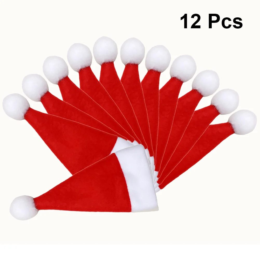 12 PCS Christmas Hat Dinner Table Decor Mini Santa Claus Decorate Holder Red Tableware