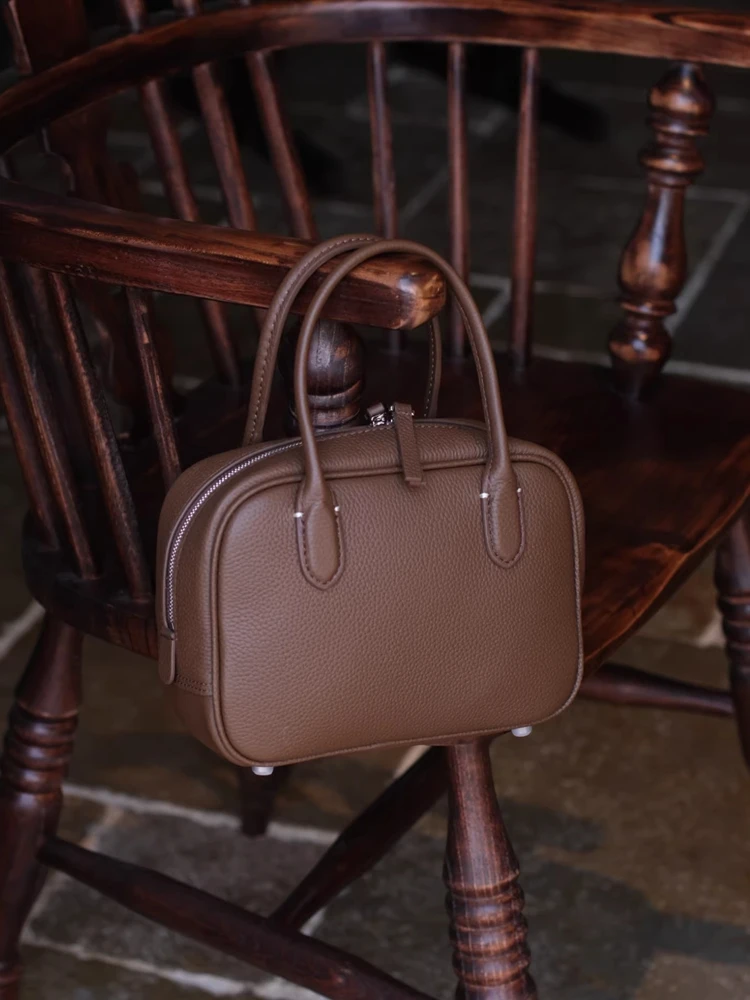 Black Fashion Simple Versatile Genuine Leather Women Tote Bag\Handbag Casual Real Leather Lady Shoulder Crossbody Bag