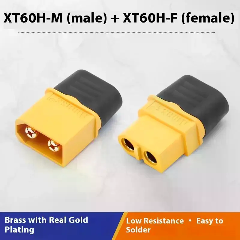 ขั้วต่อแบบหัวกระสุน XT60H ตัวผู้ ตัวเมีย 1 คู่ พร้อมปลอกหุ้ม ขั้วต่ออัพเกรด XT60 สำหรับแบตเตอรี่ลิเธียม รถบังคับวิทยุ เครื่องบินบังคับวิทยุ