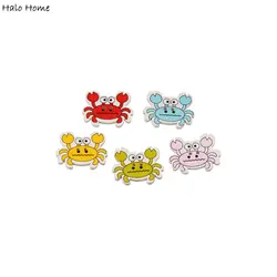 30pcs Funny Cartoon Crab Wooden Buttons for scrapbooking sewing Greeting card handmade crafts DIY 30x25mm