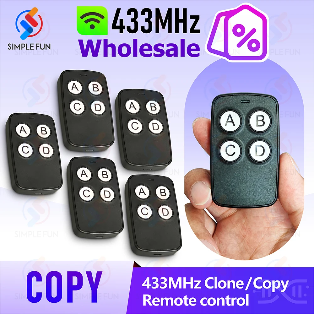 

Copy Remote Control 433Mhz 4 CH Doorhan Nice Came CASIT Clone Transmitter Fixed Learning Code Duplicator for Garage Gate/Door