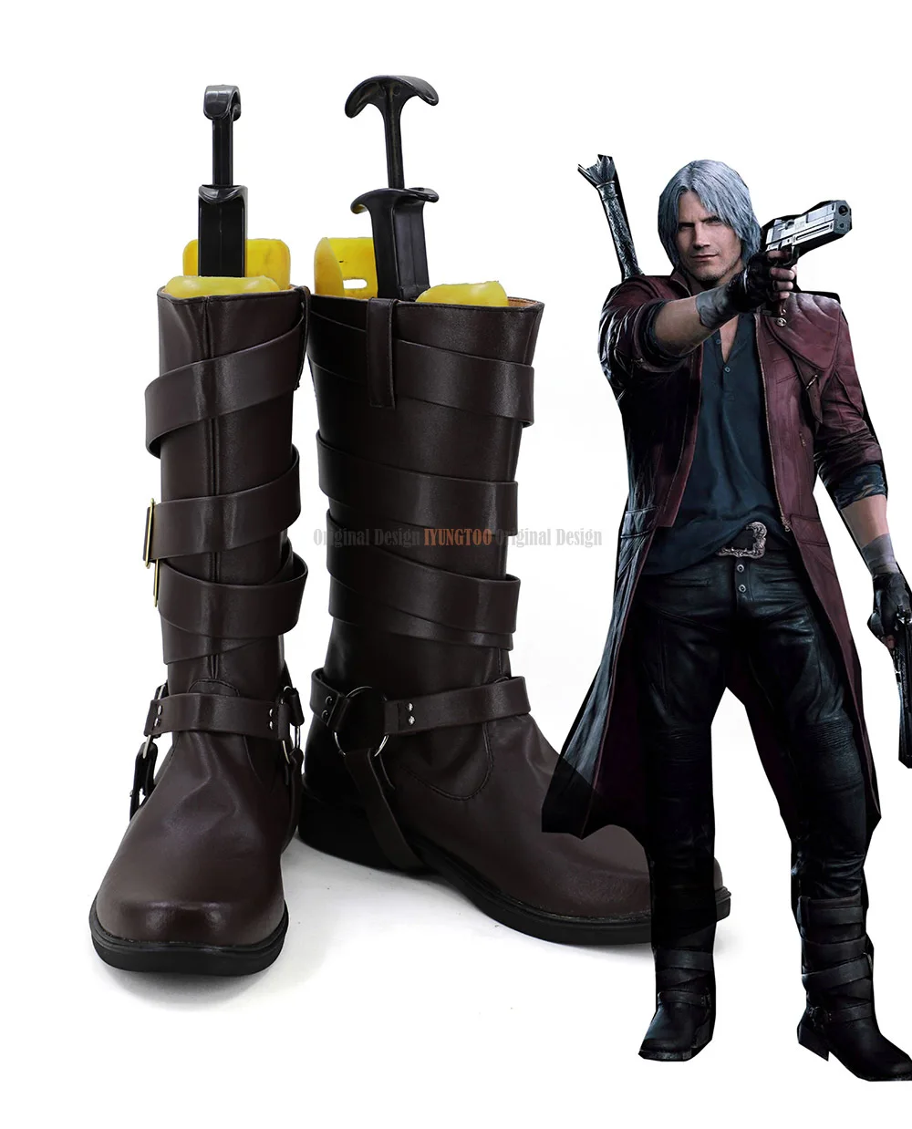 

Hot Dante Cosplay Boots Brown Shoes Custom Made Hot Unisex Boots Halloween Carnival Makeup