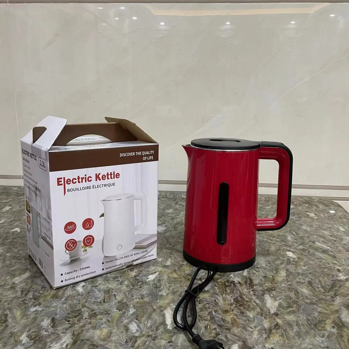 Electric Kettle Double Layer Heat-resistant Kettle Household Hot Water Kettle for Boiling Water