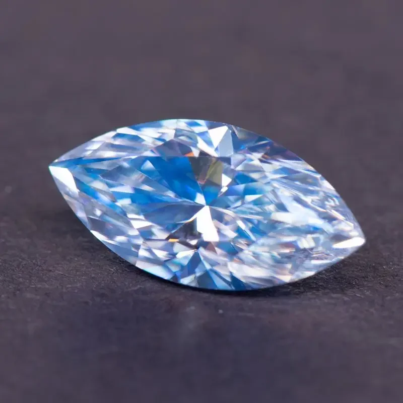 Moissanite pedra marquise gelo cor azul para encantos jóias fazendo diy anel colar brincos materiais principais com certificado