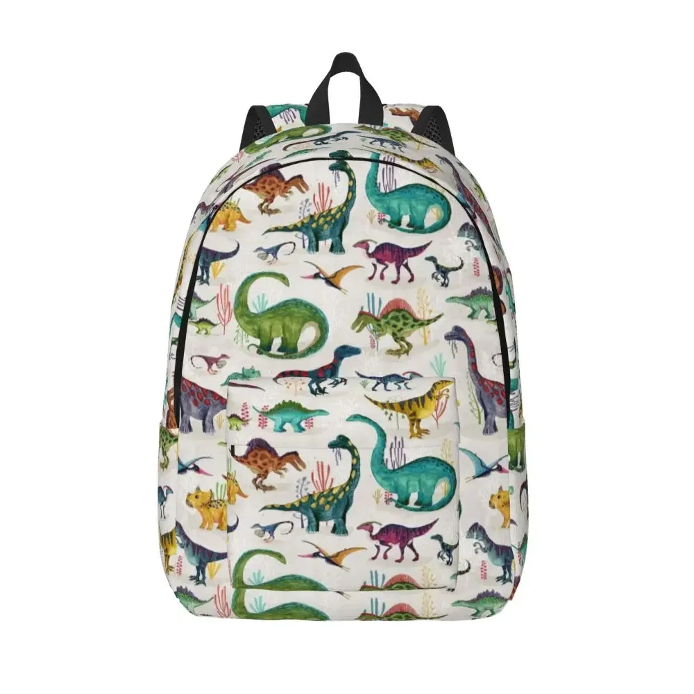 

Bright Dinosaurs Classical Backpack Durable High School Work Dino Colourful Eaters Daypack for Men Women College Canvas Bags