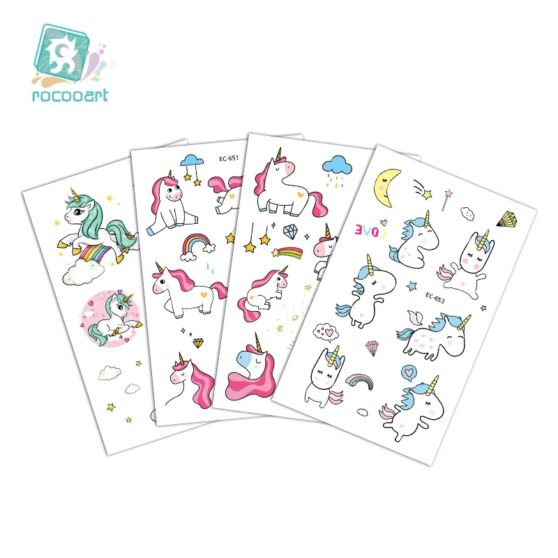 Cute Rainbow Unicorn Design Waterproof Temporary Tattoos Stickers For Kids Girl Children Gift Water Transfer Fake Tattoo