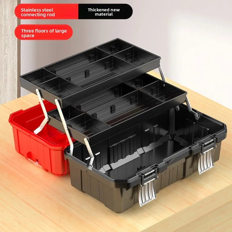 Industrial Grade 3 Layer Foldable Tool Box Large Capacity Multi Purpose Hardware Storage Case Tools Box  Garage Storage Tool