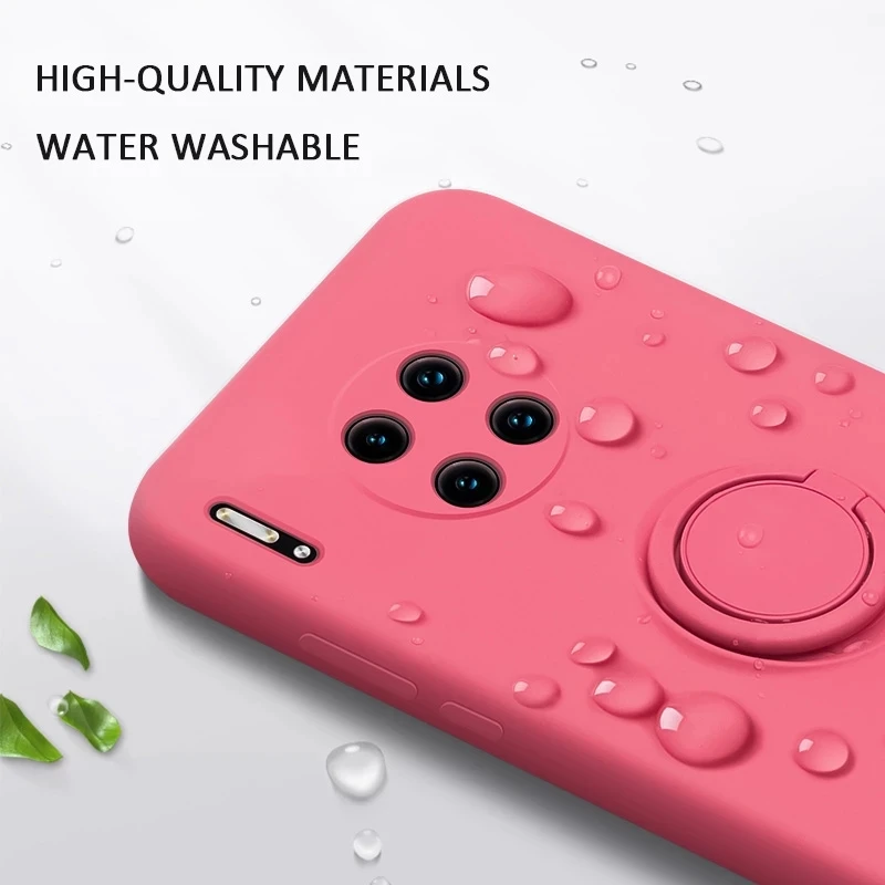 Ring Holder Silicone Case For  Huawei P50 P40  P30 P20 Lite Mate 40 30 50 70 Honor 20 Pro Strap Soft Liquid Cover