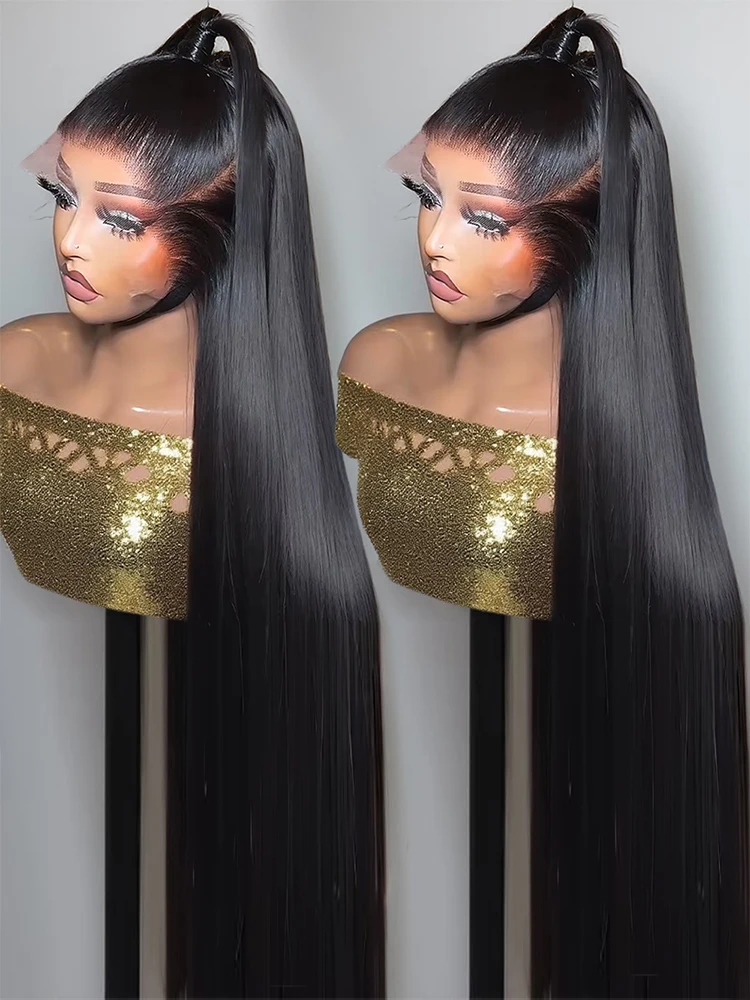 

300% Density Straight Human Hair Wigs 13x6 HD Lace Frontal Wig 40 46 Inch 360 Full Lace Front Human Hair Wigs For Women Prepluck