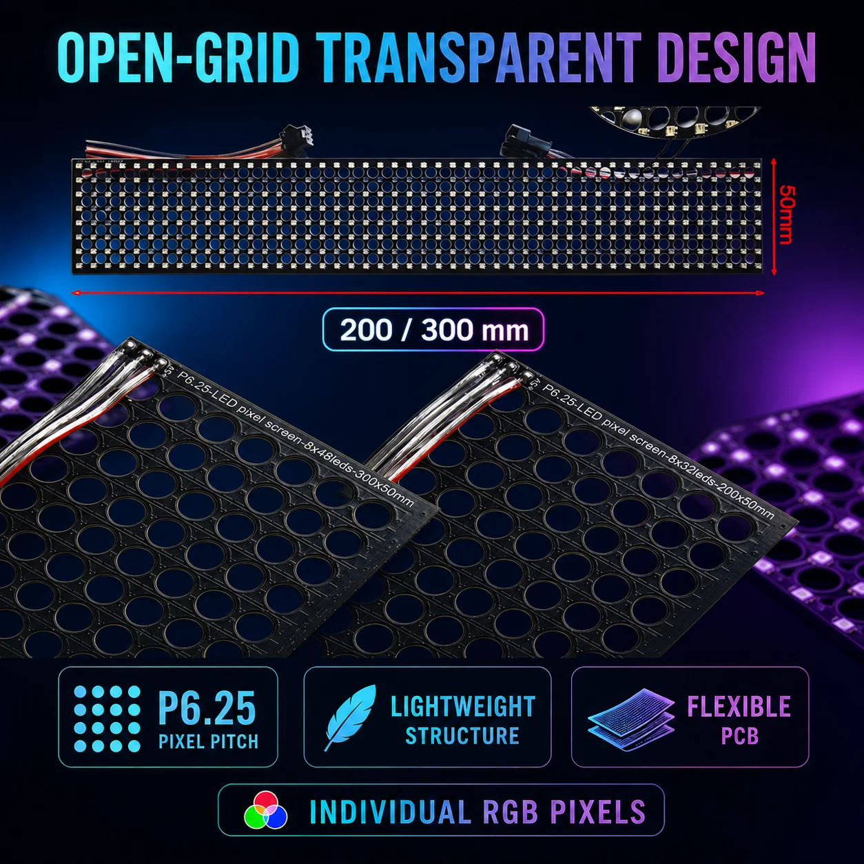 WS2812B full-color LED transparent panel screen RGB color 256 dot matrix 8 * 32 dot matrix SPI protocol 2020 small light beads